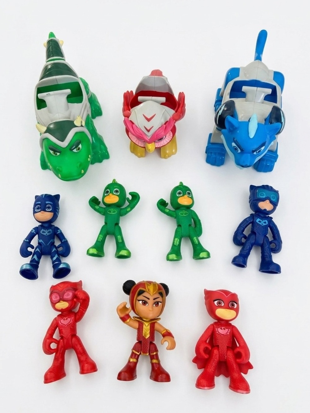 Set of 10 PJ Mask Action Figures and Vehicles